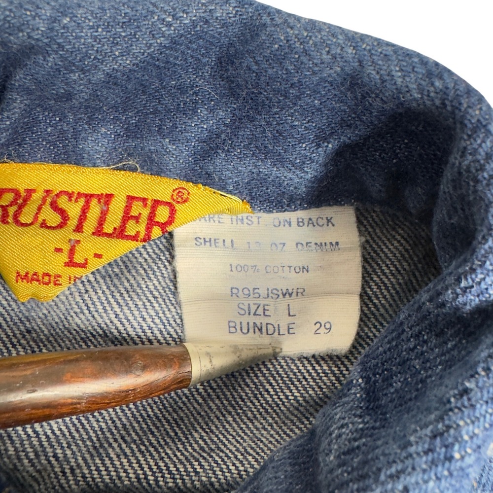Vtg 80s Rustler Kids Denim Jacket 4T 5T USA Made Blue Trucker Western - Picture 6 of 11